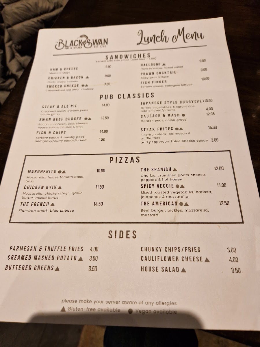 Black Swan Alnwick Menu - Image 2