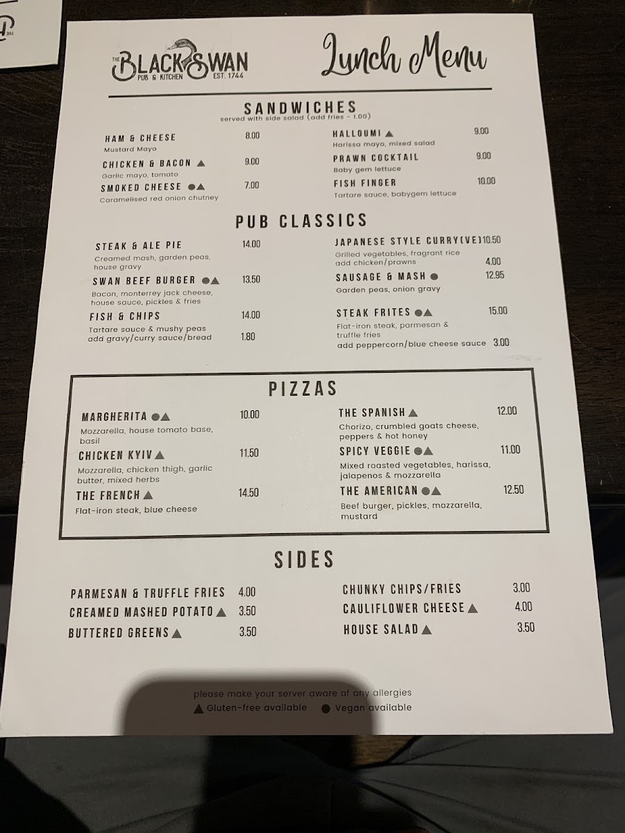 Black Swan Alnwick Menu - Image 3